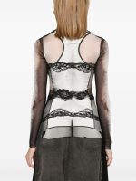 JEAN PAUL GAULTIER - Women "Petit Grand" Rib Printed Printed "Body Lace Mariniere" Mesh Top - Image 3