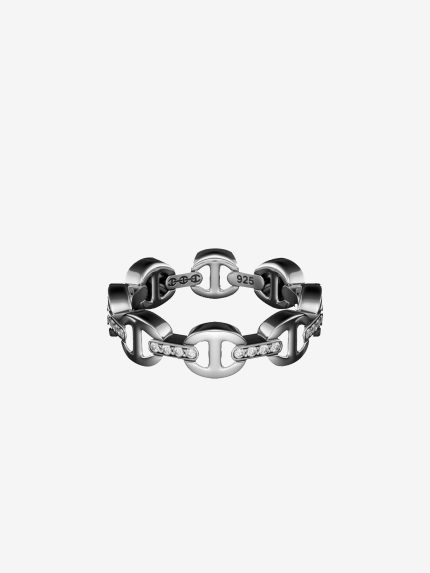 HOORSENBUHS - Dame Tri-Link Band With Diamond Bridges