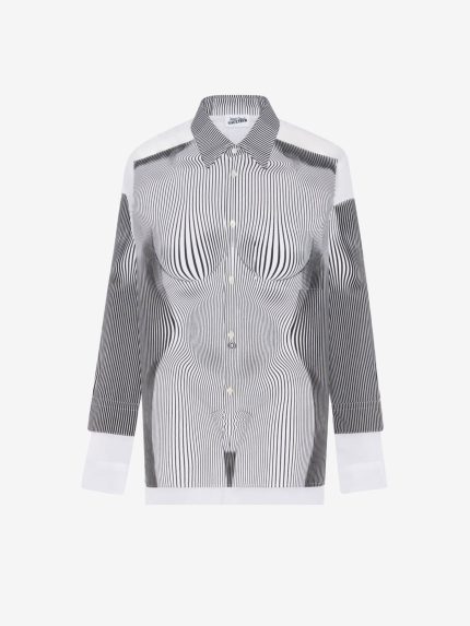 JEAN PAUL GAULTIER - Women Petite Grand Pinstripe Body Morphing Shirt