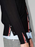 THOM BROWNE - Men Classic V-Neck Cardigan In Sustainable Fine Merino Wool - Image 4