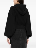 T BY ALEXANDER WANG - Women Branded Seam Label Cropped Zip Up Hoodie - Image 3