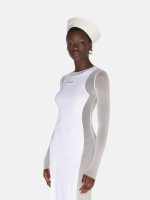 JEAN PAUL GAULTIER - Women Rib "Petit Grand" Application Mesh Long Dress - Image 3