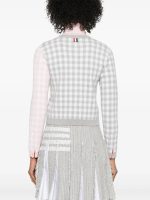 THOM BROWNE - Women Fun Mix Gingham Check Birdseye Back Jacquard Cropped Crew Neck Knitwear - Image 3