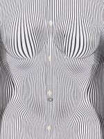 JEAN PAUL GAULTIER - Women Petite Grand Pinstripe Body Morphing Shirt - Image 2