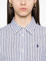 POLO RALPH LAUREN - Women Wide Cropped Striped Linen Shirt - Image 4