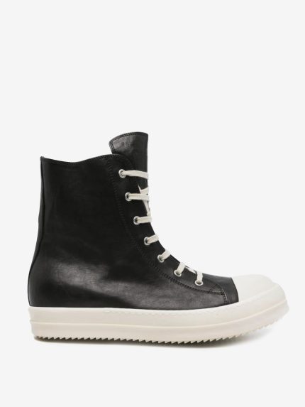 RICK OWENS - Men Waxed Leather Sneakers