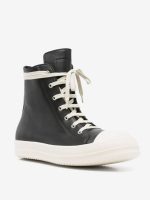RICK OWENS - Men Leather High Top Sneakers - Image 2