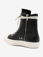 RICK OWENS - Men Leather High Top Sneakers - Image 3
