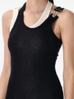 JEAN PAUL GAULTIER - Women Ribbed Twisted Double Layer Cotton Sleeveless Dress - Image 3