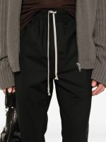 RICK OWENS - Men Wool Drawstring Slim Long Pants - Image 4