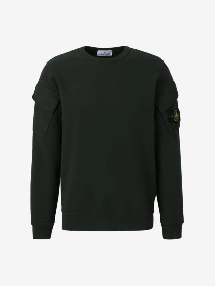 STONE ISLAND - Men Solid Color Arm Patch Sweatshirt
