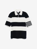 THOM BROWNE - Men Rugby Stripe Milano Stitch SS Polo In Lightweight Cotton W/4 Bar Stripe