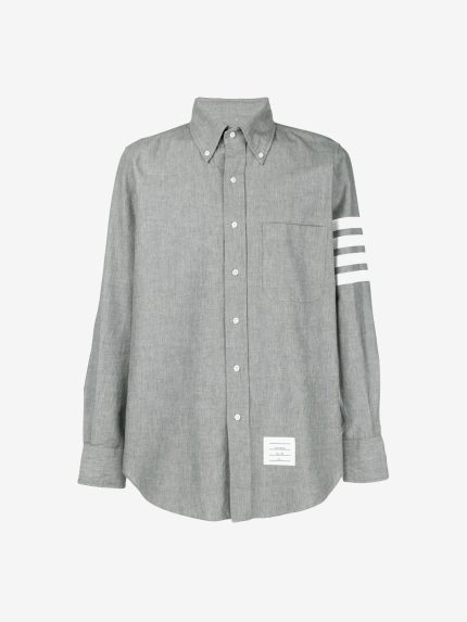 THOM BROWNE - Men Straight Fit Shirt W/ 4 Bar In Chambray