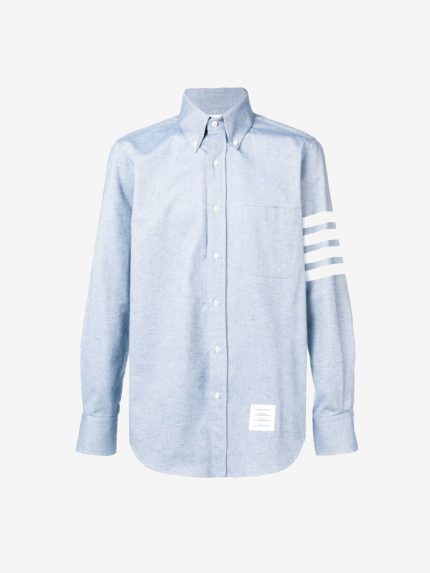 THOM BROWNE - Men 4 Bar Fitted Button Down Flannel Shirt