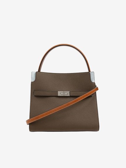 TORY BURCH - Women Lee Radziwill Color-Block Pebbled Small Double Bag