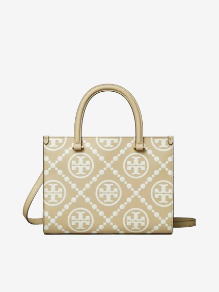 TORY BURCH - Women T Monogram Contrast Embossed Square Tote Bag