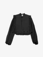 COMME DES GARCONS  NOIR - Women Ruffle Trimmed Stand Collar Long Sleeve Blouse - Image 4
