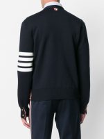 THOM BROWNE - Men Milano Stitch V Neck Cotton Crepe Cardigan - Image 3