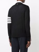 THOM BROWNE - Men Classic 4 Bar Merino Wool V-Neck Cardigan - Image 3