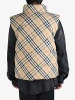 BURBERRY - Men Nylon Check Packable Hood Gilet - Image 3