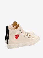COMME DES GARCONS PLAY X CONVERSE - Chuck Taylor 70 Small Red Heart High Top Sneakers - Image 3