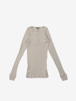AURALEE - Women Organic Soft Rib Henley Neck P/O T-Shirt - Image 4