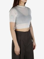 AMOMENTO - Women Sheer Cropped Knit Top - Image 2