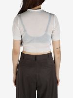 AMOMENTO - Women Sheer Cropped Knit Top - Image 3