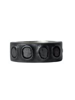 PARTS OF FOUR - Sistema Ring (Terrestrial Surfaced, 0.4 CT, 4 Polished Black Diamond Slabs, 9mm, MA+KA+PBLKDIA)