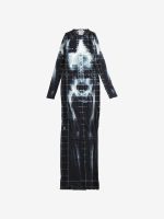 JEAN PAUL GAULTIER - Women Printed "Squeletor" Mesh Long Dress - Image 4