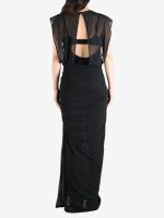 JEAN PAUL GAULTIER - Women Flock "Tattoo Ruban" Open Back Mesh Sleeveless Dress - Image 3