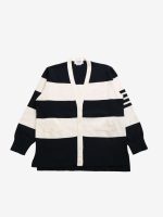 THOM BROWNE - Men Rugby Stripe Milano Stitch W/4 Bar Stripe V Neck Cardigan - Image 4