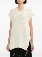 Y'S - Women Distressed V-neck Sleeveless Sweater - Image 2