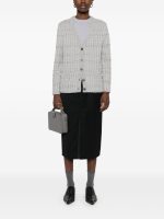 THOM BROWNE - Women Seersucker Knit Tweed Jacquard V Neck Cardigan - Image 2