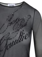 JEAN PAUL GAULTIER - Women Mesh Sequined Logo LS Top - Image 3
