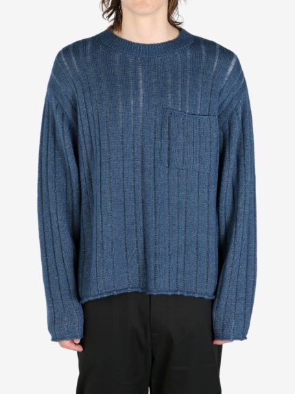 THE ELDER STATESMAN - Men Drop Needle Pocket Racing Crew Sweatshirt