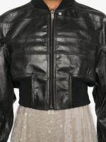 RICK OWENS - Women Cropped Leather Girdered Bomber - Image 4