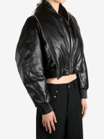 GIVENCHY - Women Zipped Shawl Collar Leather Bomber Jacket - Image 2