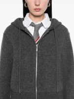 THOM BROWNE - Women Wool Fleece Zip Up Hoodie - Image 4