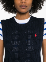 POLO RALPH LAUREN - Women Sleeveless Cable-Knit Sweater - Image 4