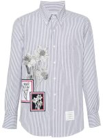 THOM BROWNE - Men Straight Fit L/S BD W/Satin Fill Stitch Flowers With Applique Shirt - Image 5