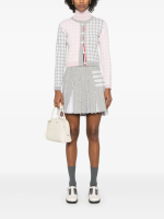 THOM BROWNE - Women Fun Mix Gingham Check Birdseye Back Jacquard Cropped Crew Neck Knitwear