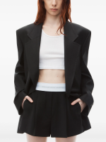ALEXANDER WANG - Women Logo Elastic High Waisted Pleated Shorts - Image 4