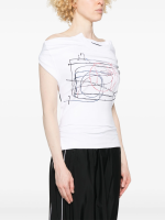 ALAINPAUL - Women Fitted Elastics Multicoloured Print T-shirt - Image 2