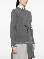 THOM BROWNE - Women Geese Jersey Intarsia Boxy Crew Neck Knitwear - Image 2