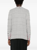 THOM BROWNE - Women Seersucker Knit Tweed Jacquard V Neck Cardigan - Image 3