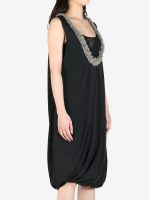 DRIES VAN NOTEN - Women Sleeveless Draped Beaded Neck Dress - Image 2