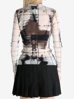 JEAN PAUL GAULTIER - Women Printed "Squeletor" Mesh Long Sleeves Top - Image 3