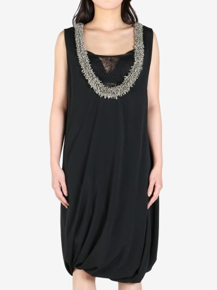 DRIES VAN NOTEN - Women Sleeveless Draped Beaded Neck Dress