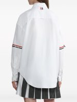 THOM BROWNE - Women Supersized Point Collar Shirt W/ Rwb Grosgrain Armbands In Oxford - Image 3